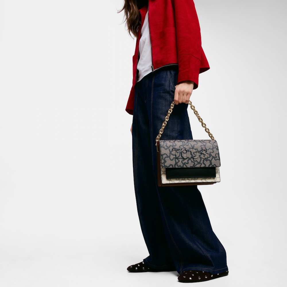 Średnia czarno-beżowa torebka przez ramię Audree Chain Kaos Icon