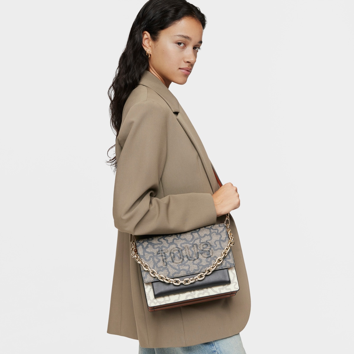 Medium black and beige Audree Chain Crossbody bag Kaos Icon