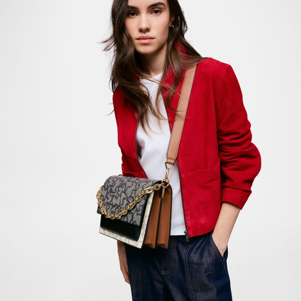 Średnia czarno-beżowa torebka przez ramię Audree Chain Kaos Icon