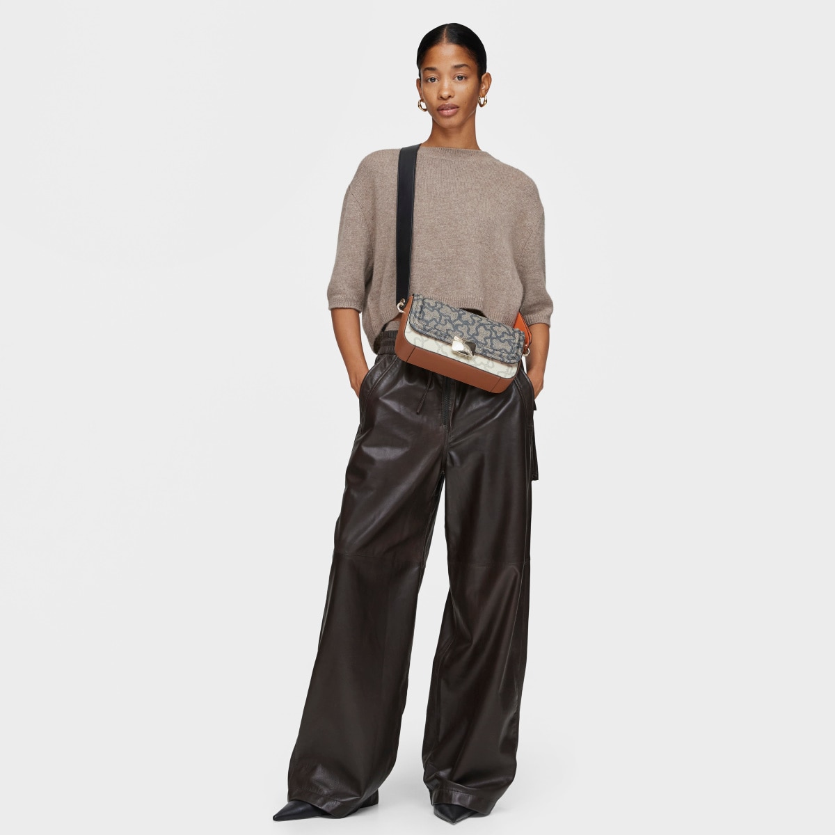 Medium beige and black Crossbody bag Kaos Icon