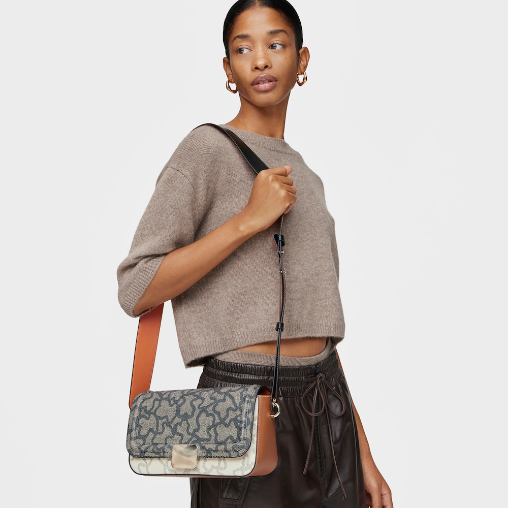 Medium beige and black Crossbody bag Kaos Icon