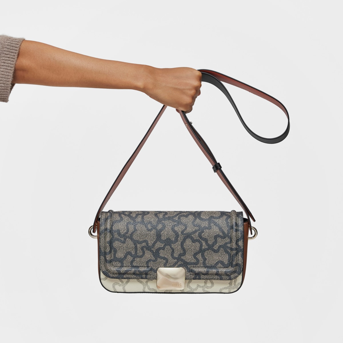 Medium beige and black Crossbody bag Kaos Icon