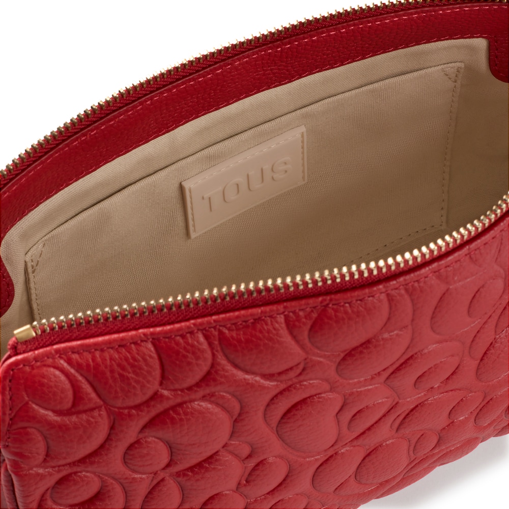 Velk&aacute; kožen&aacute; Crossbody kabelka TOUS Greta červen&eacute; barvy