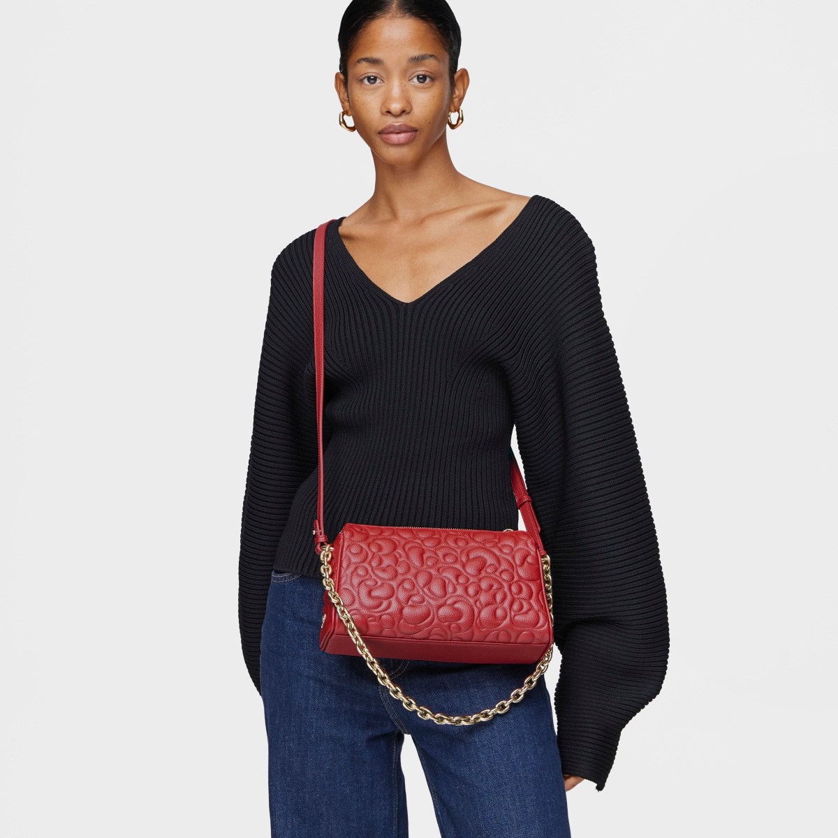 Large red leather Crossbody bag TOUS Greta