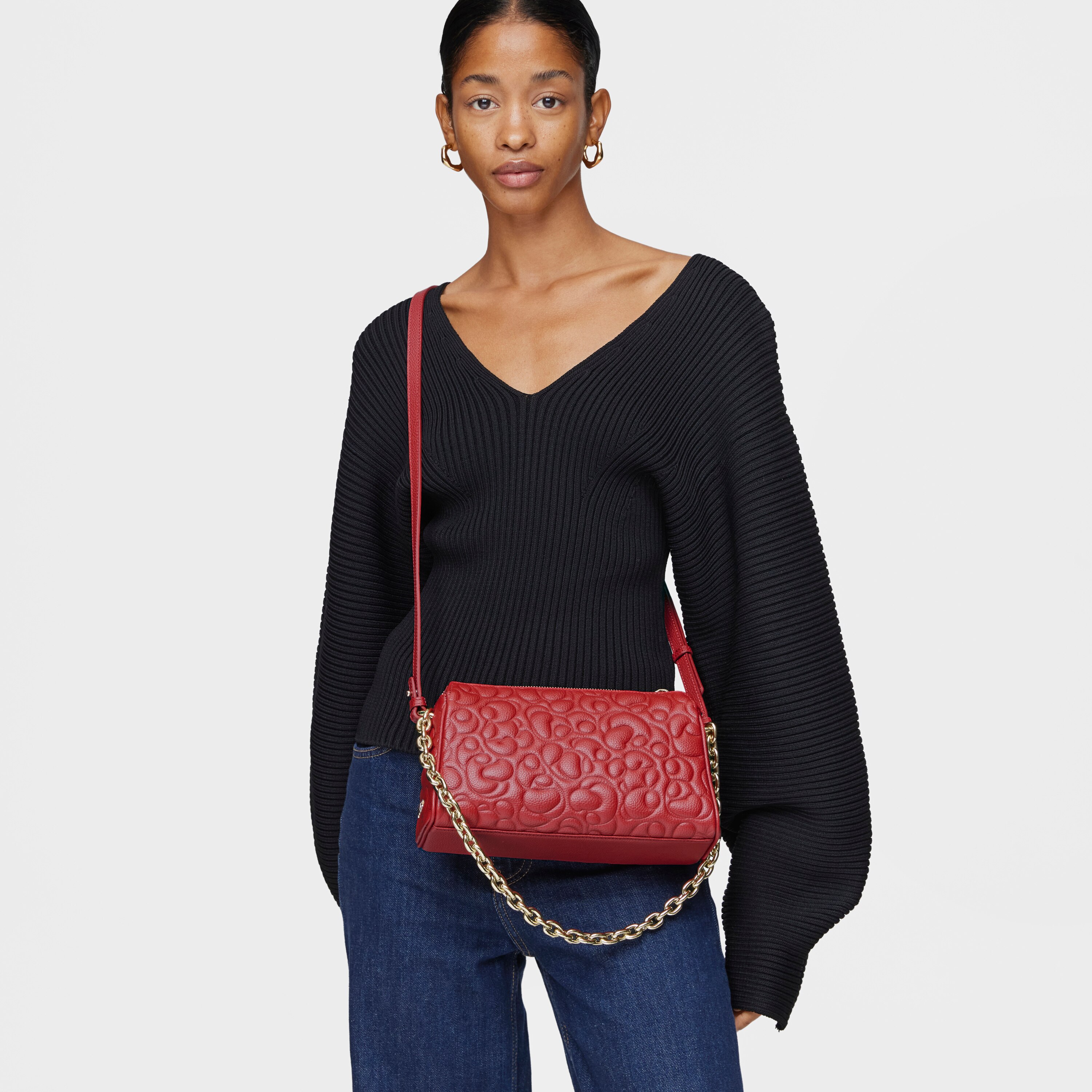 Large red leather Crossbody bag TOUS Greta