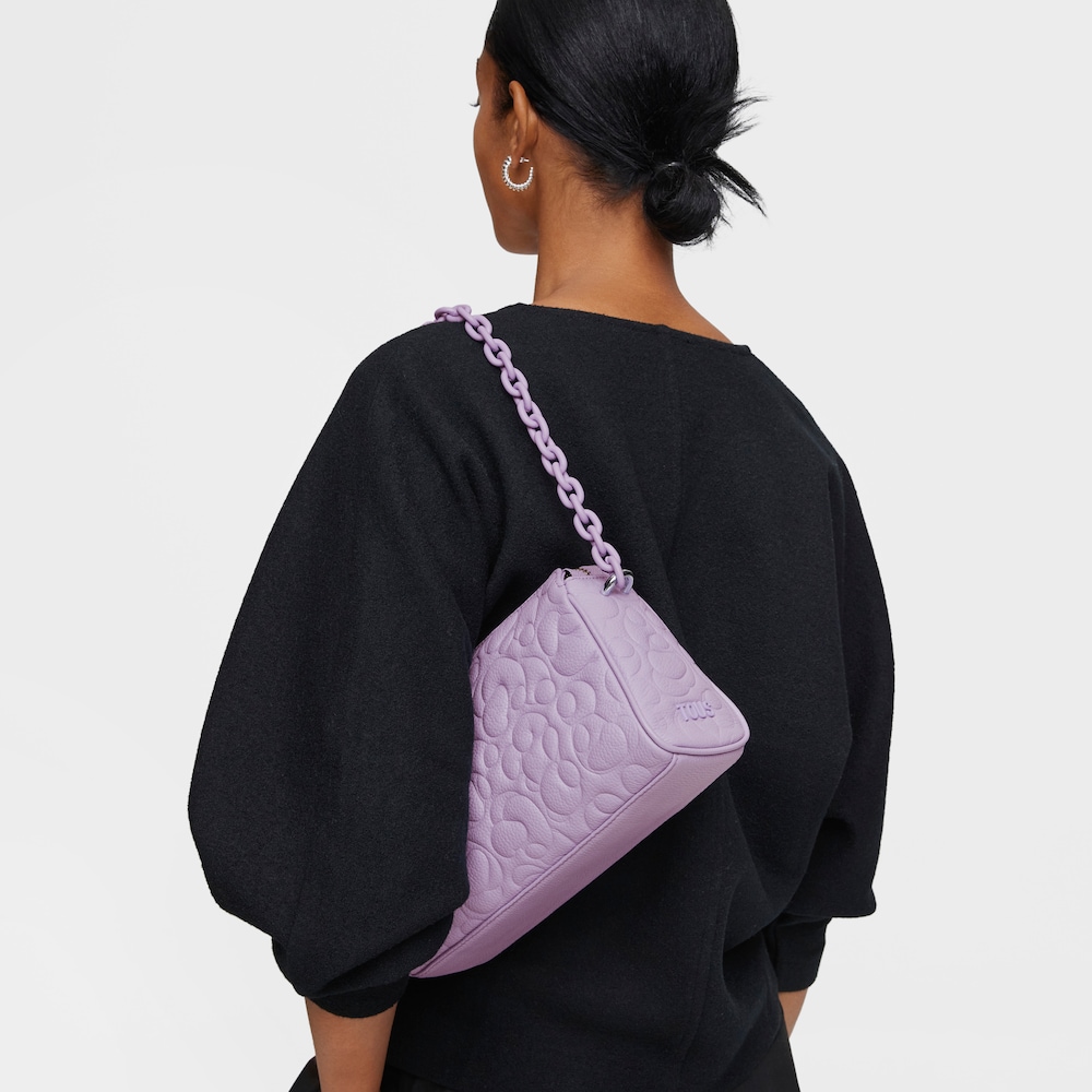 Large lilac-colored leather Crossbody bag TOUS Greta