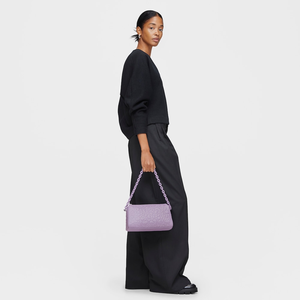 Large lilac-colored leather Crossbody bag TOUS Greta