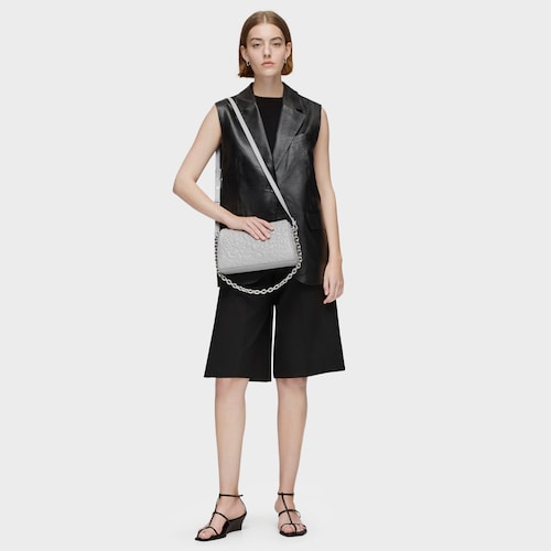 Bolso grande de piel gris TOUS Greta
