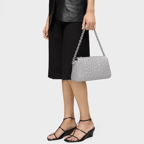 Bolso grande de piel gris TOUS Greta