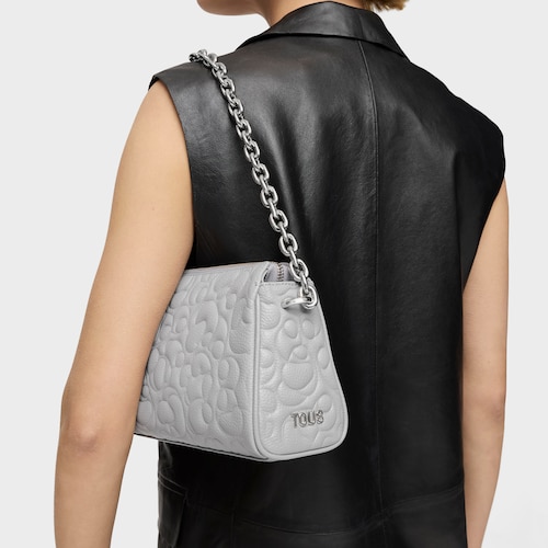 Bolso grande de piel gris TOUS Greta