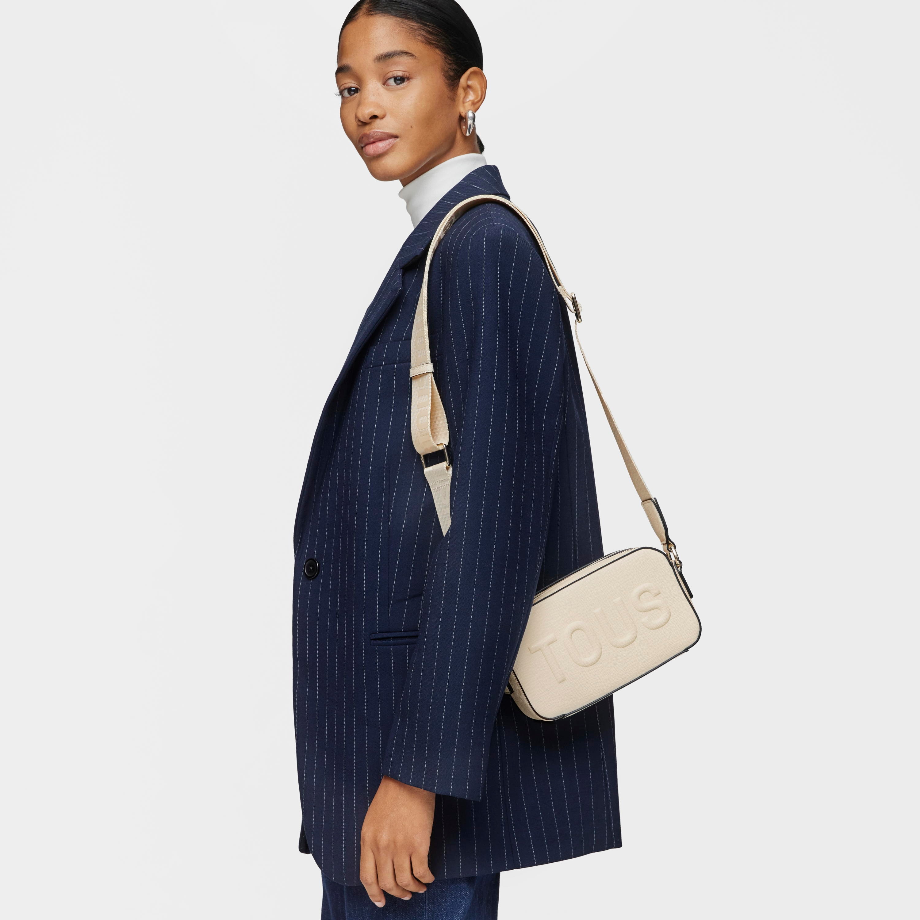 Beige Crossbody reporter bag TOUS La Rue New