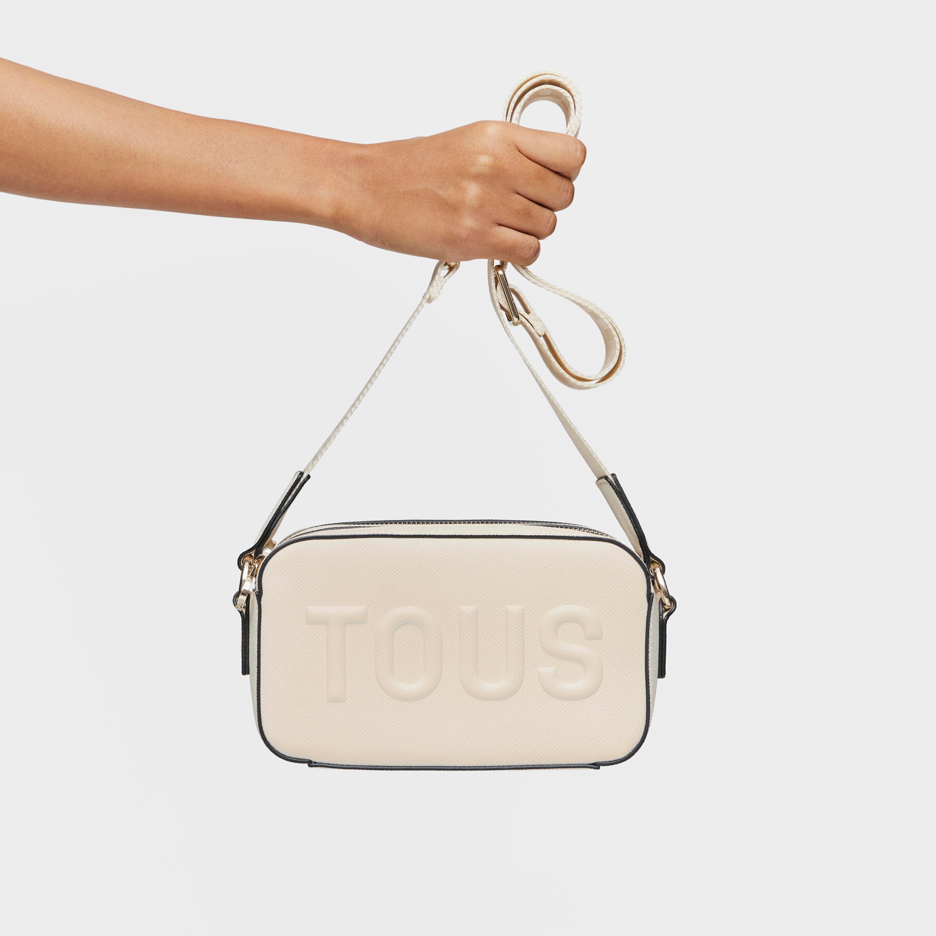 Beige Crossbody reporter bag TOUS La Rue New