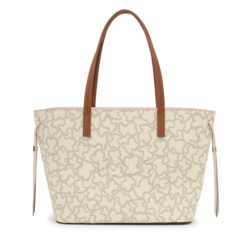 Large beige Tote bag Kaos Icon