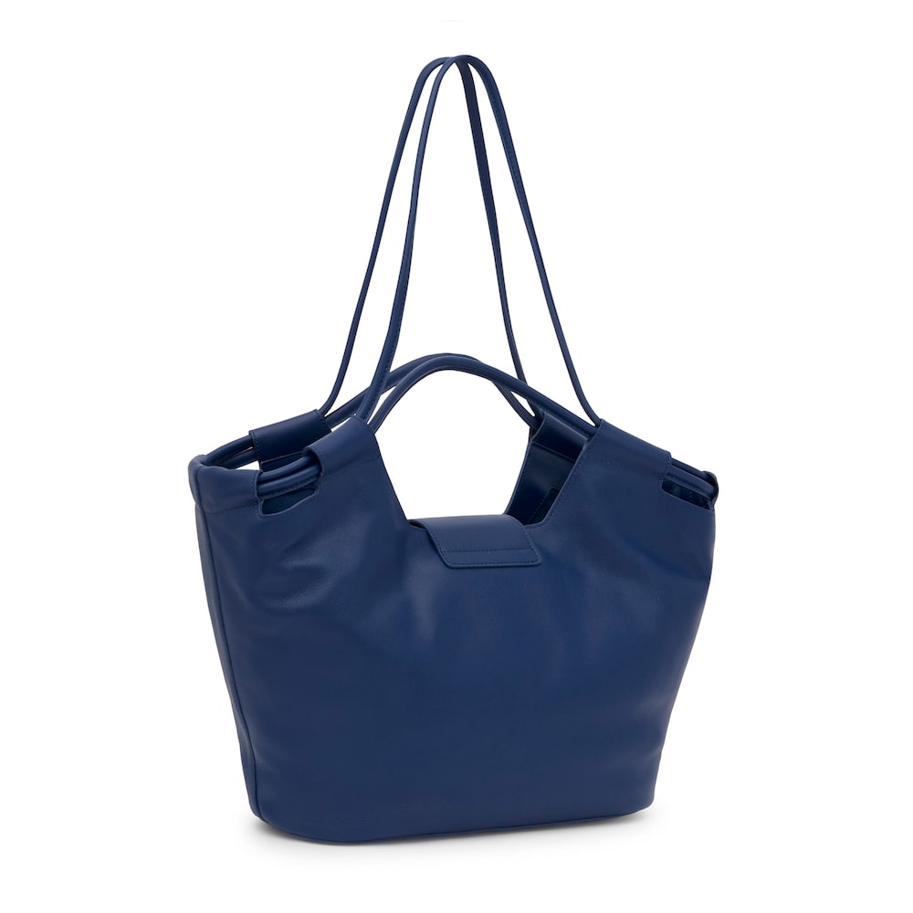 Large navy blue leather Tote bag TOUS Sun image number 1