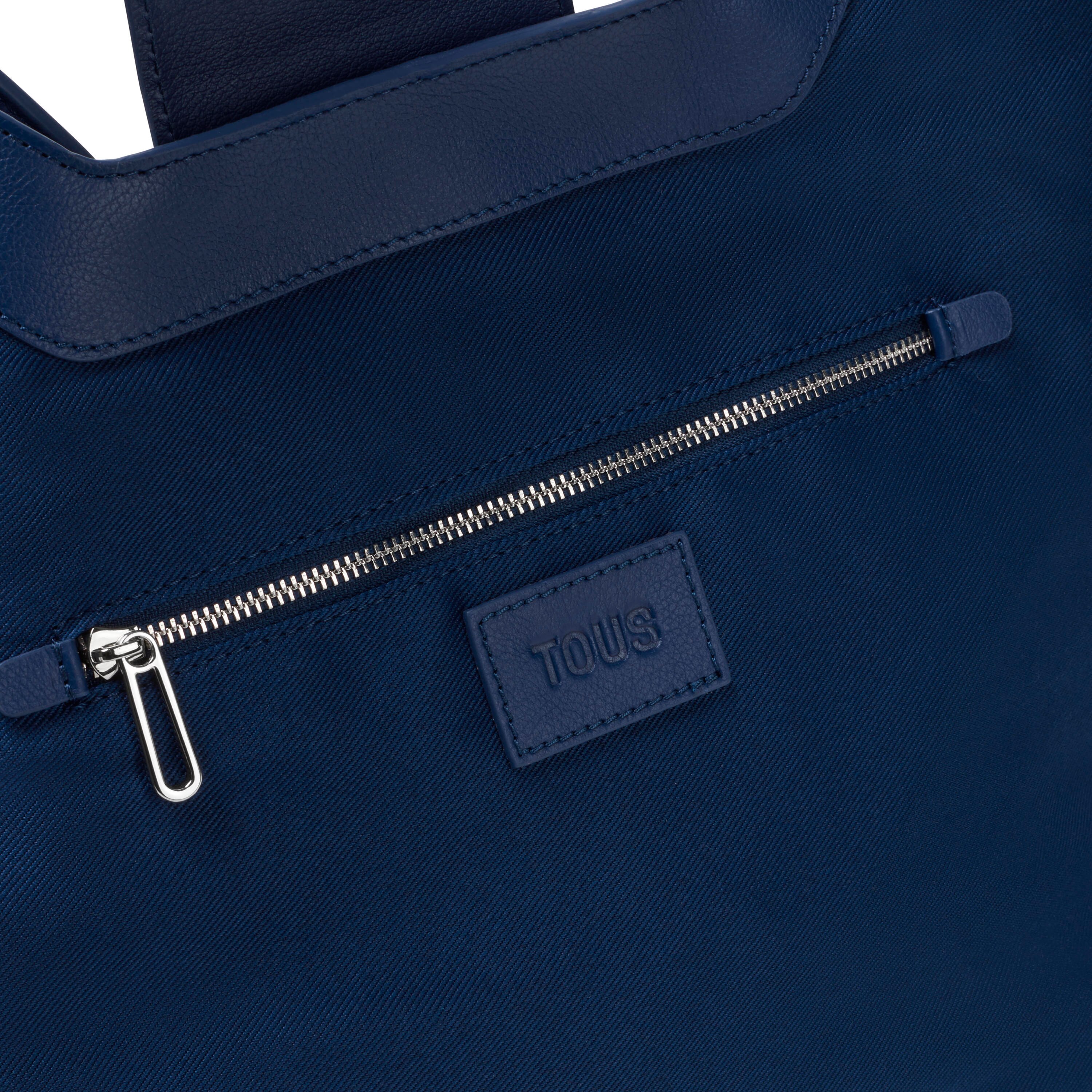 Large navy blue leather Tote bag TOUS Sun | TOUS