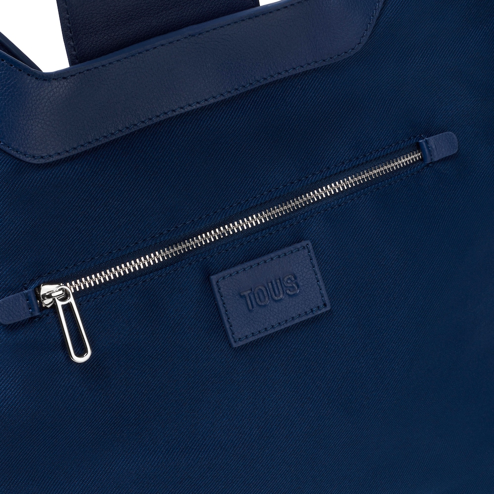 Large navy blue leather Tote bag TOUS Sun image number 2