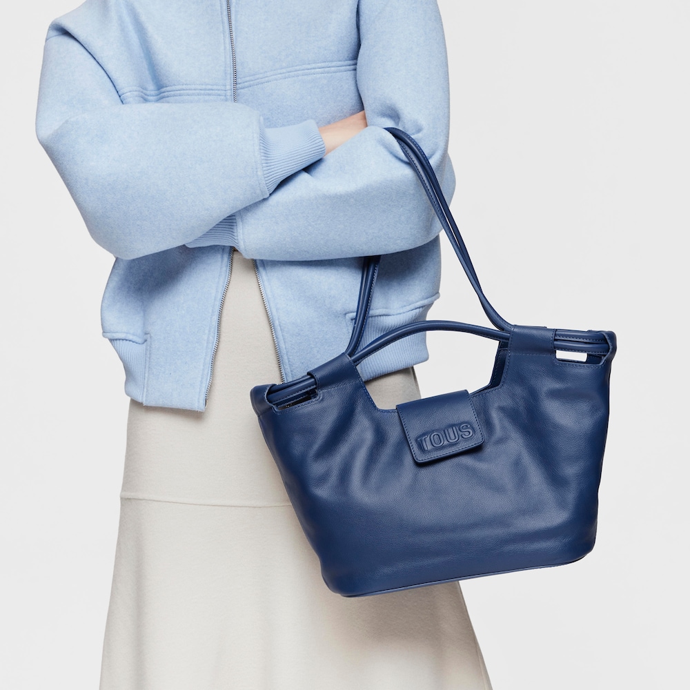 Medium navy blue leather Tote bag TOUS Sun