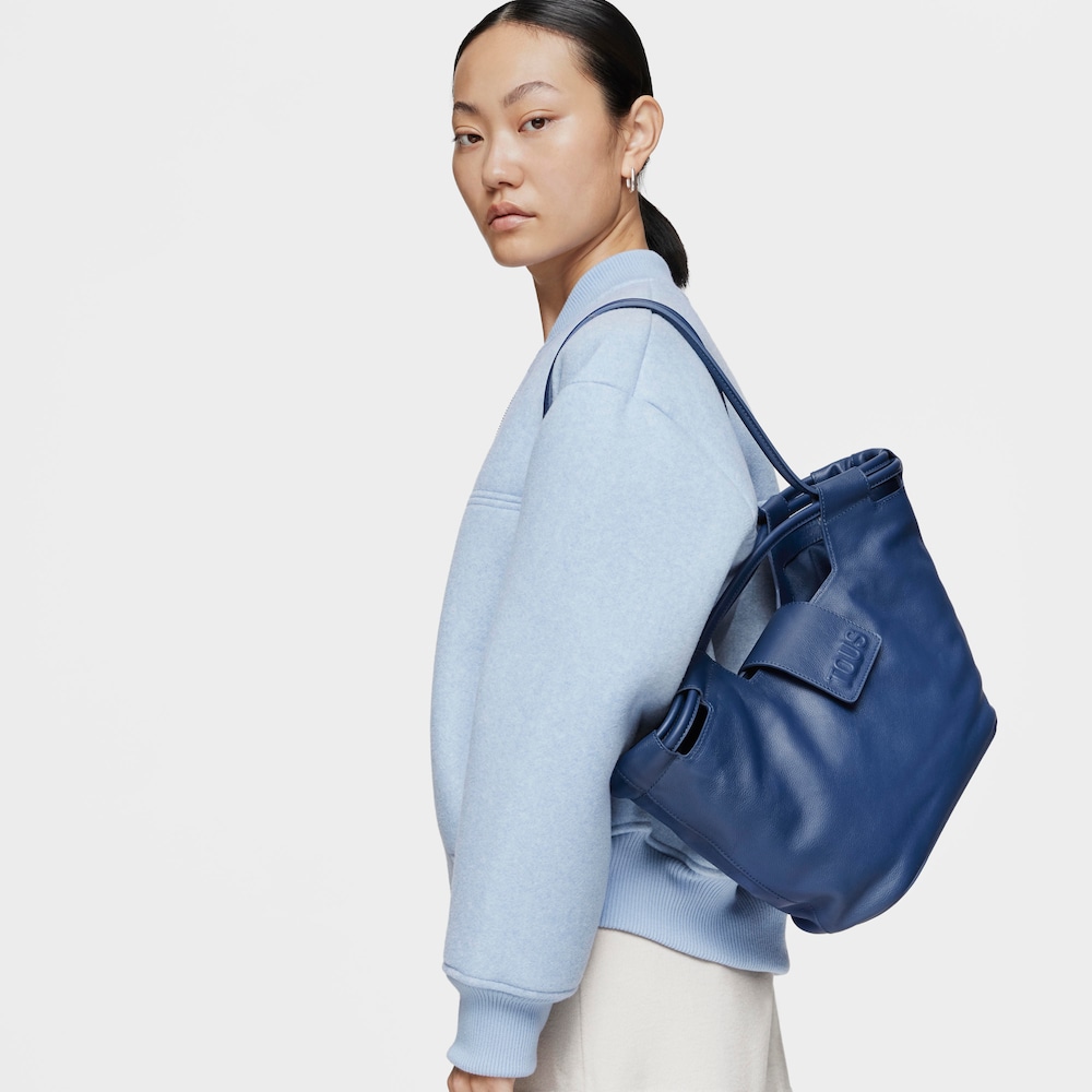 Medium navy blue leather Tote bag TOUS Sun