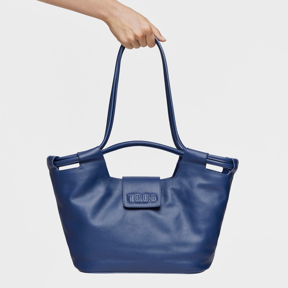 Medium navy blue leather Tote bag TOUS Sun