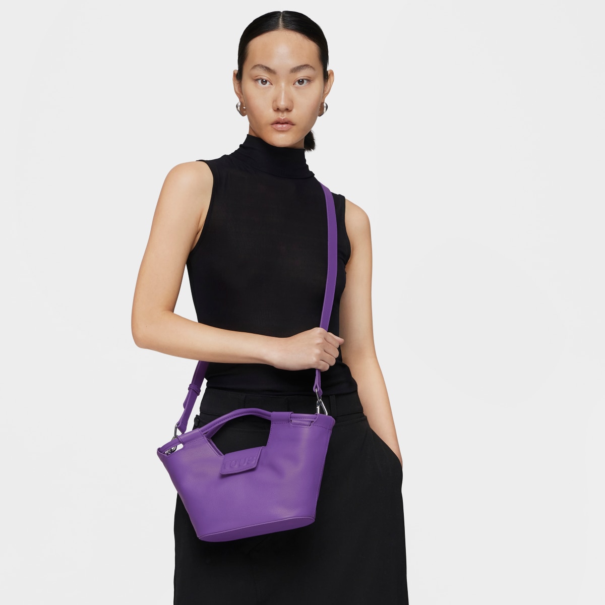 Small purple leather Tote bag TOUS Sun image number 5