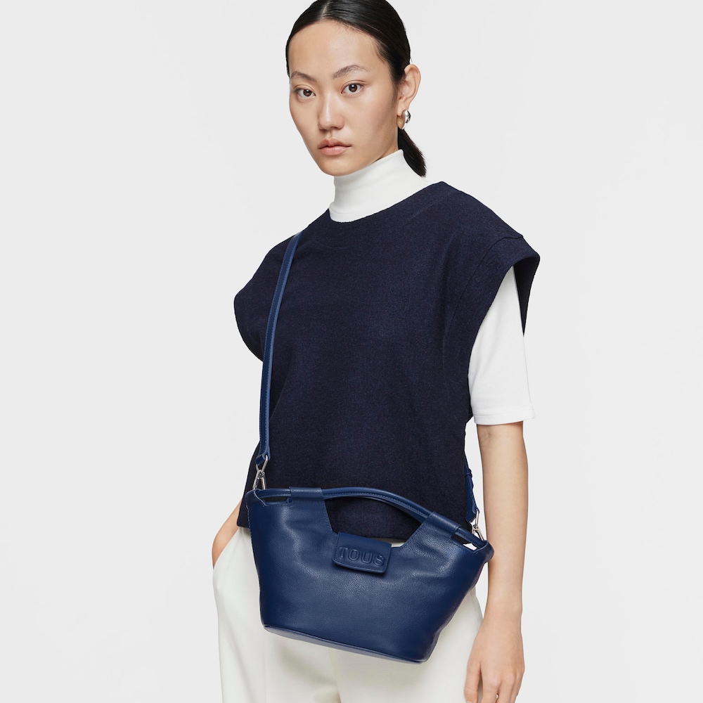 Small navy blue leather Tote bag TOUS Sun