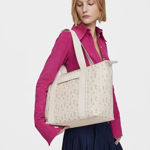 Tote bag grande bege TOUS MANIFESTO