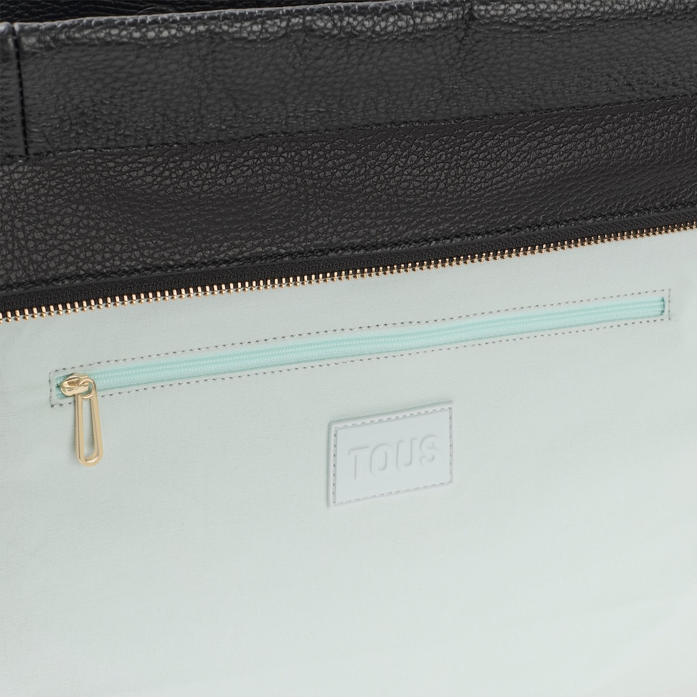 Duża czarna sk&oacute;rzana torba z rączkami TOUS Miranda