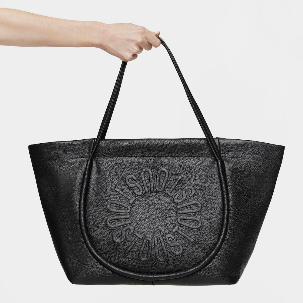 Duża czarna sk&oacute;rzana torba z rączkami TOUS Miranda