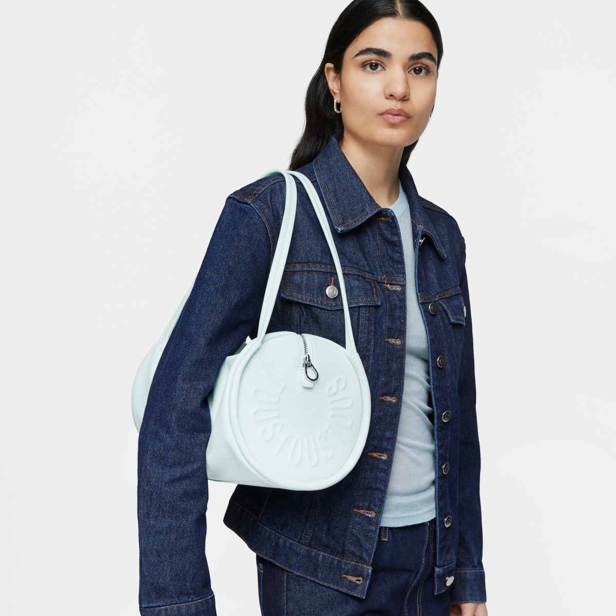 Medium light blue leather Duffel bag TOUS Miranda image number 5