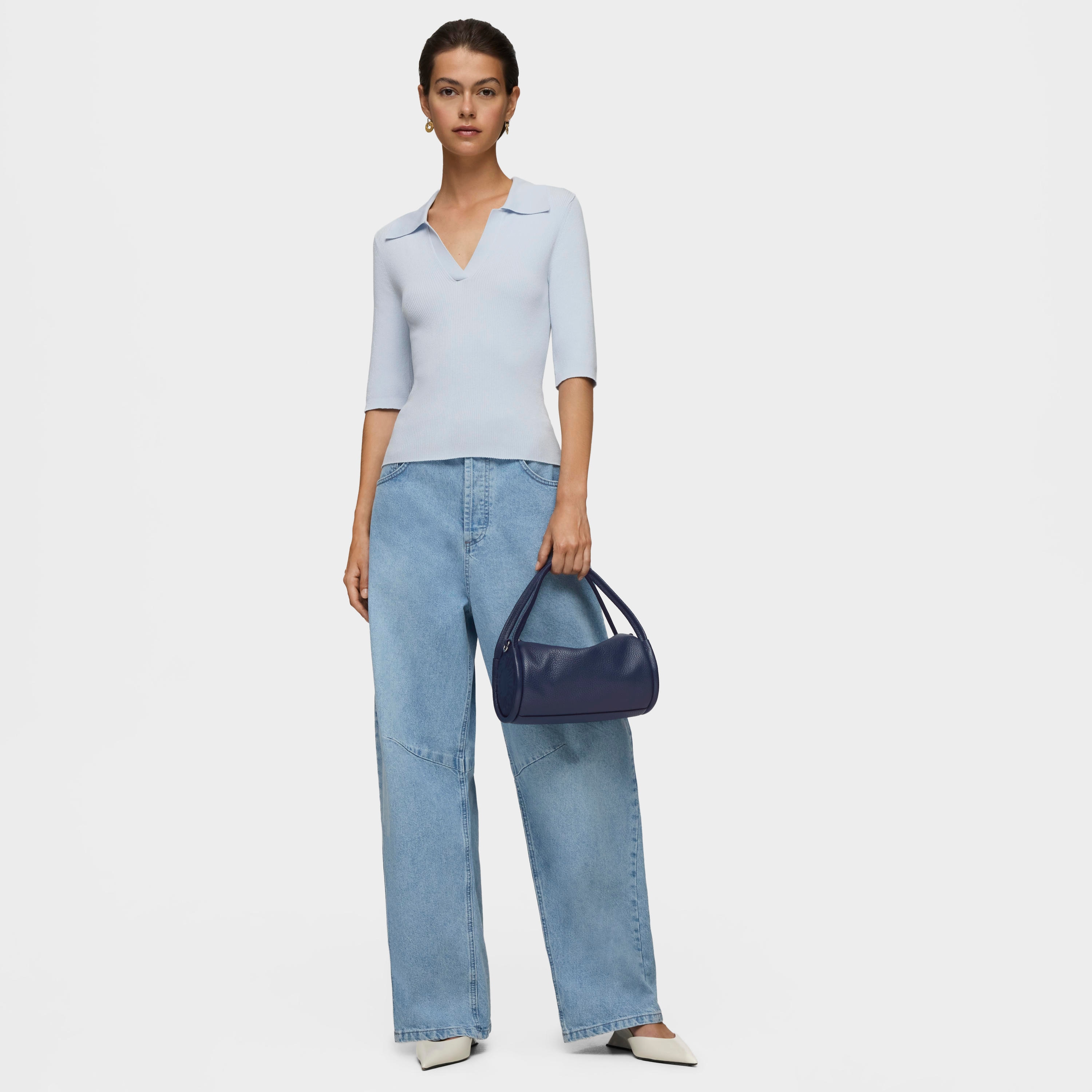 Small navy blue leather Duffel bag TOUS Miranda