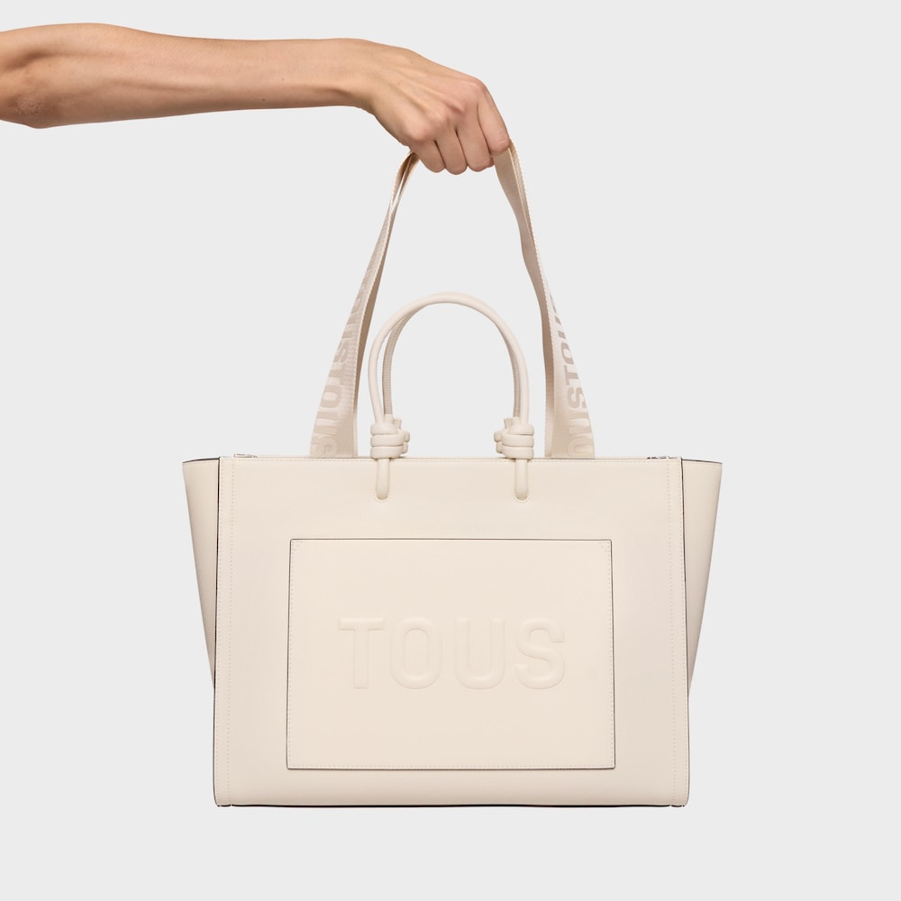 Duża beżowa torebka typu shopping Amaya TOUS La Rue New