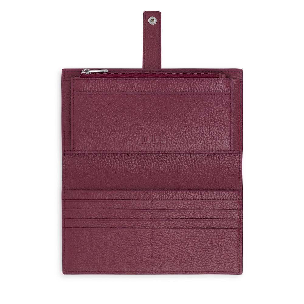 Billetera grande Flap de piel burdeos TOUS Miranda