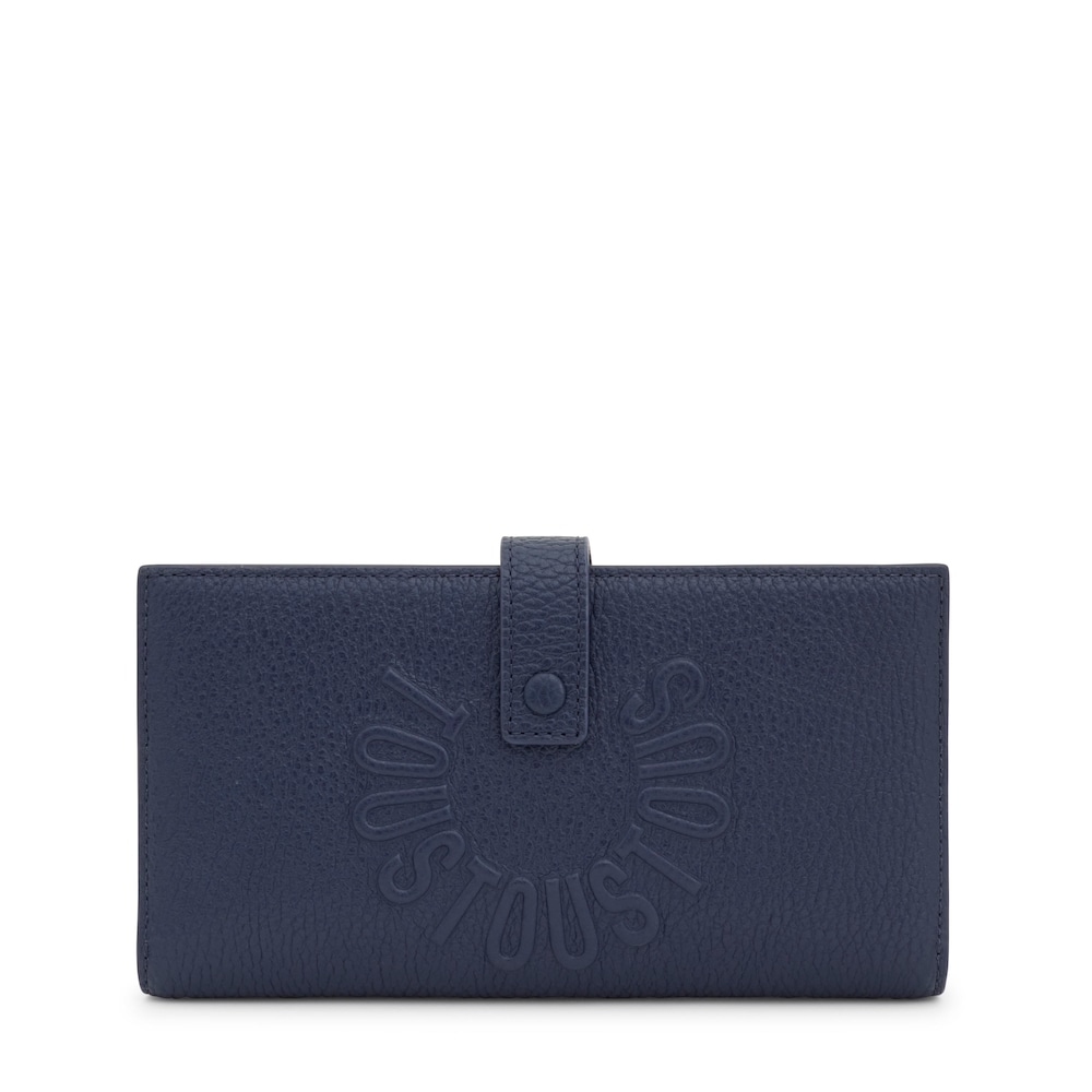 Billetera grande Flap de piel azul marino TOUS Miranda image number 0