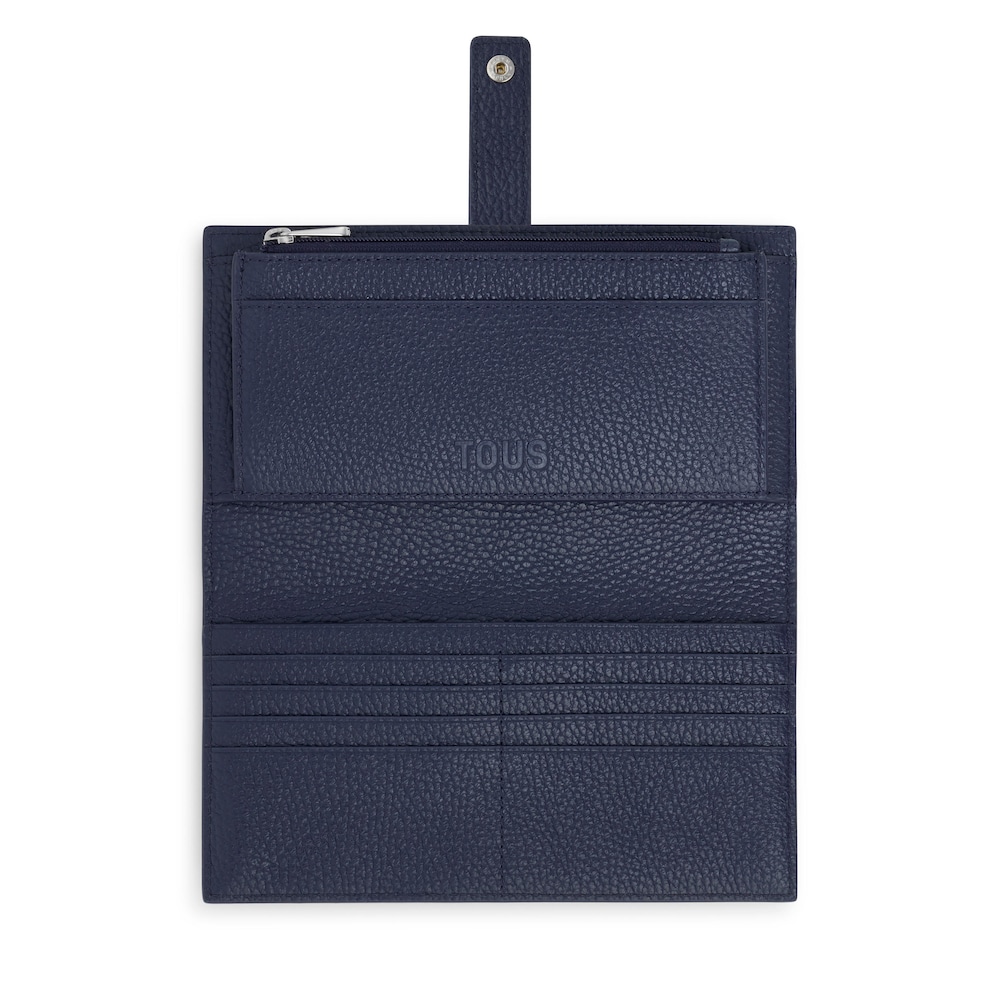Billetera grande Flap de piel azul marino TOUS Miranda image number 2