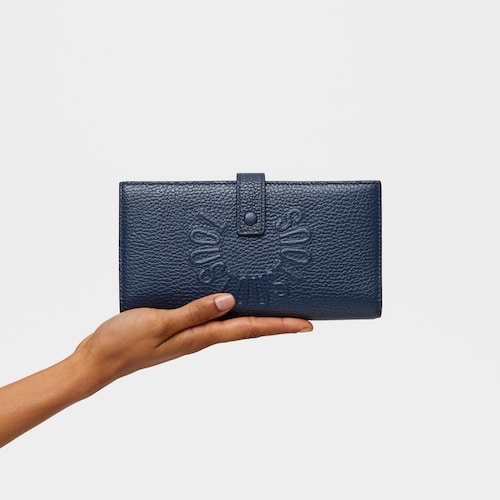 Large navy blue leather Flap wallet TOUS Miranda