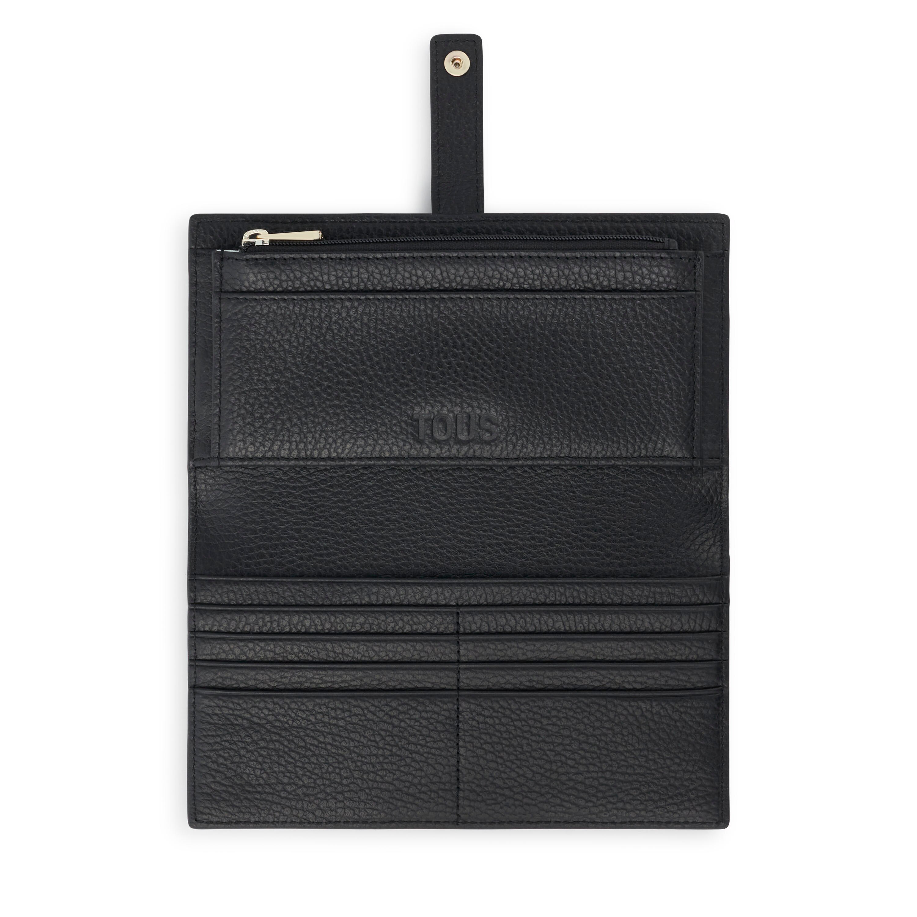 Large black leather Flap Wallet TOUS Miranda