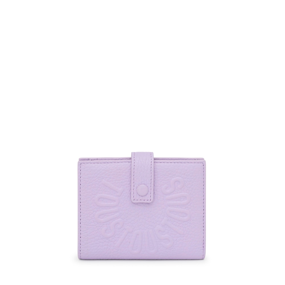 Lilac-colored leather Flap Card wallet TOUS Miranda