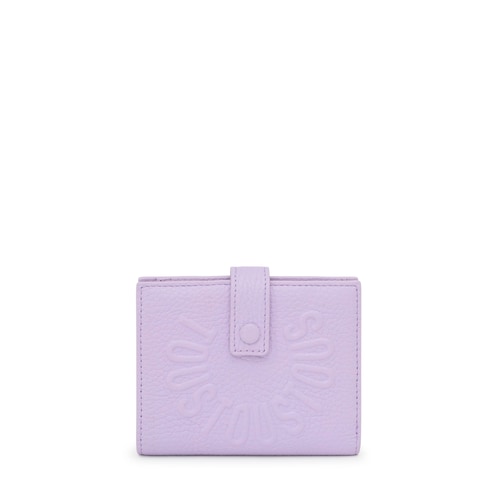 Lilac-colored leather Flap Card wallet TOUS Miranda