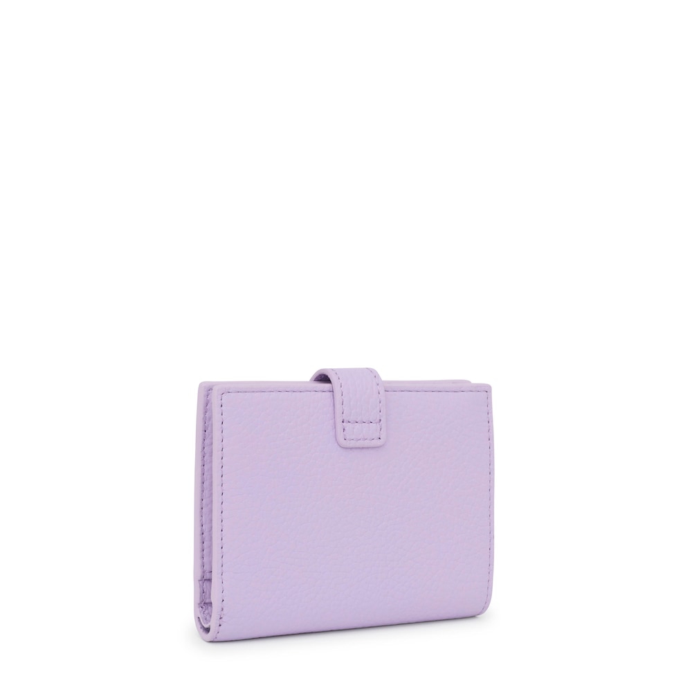 Lilac-colored leather Flap Card wallet TOUS Miranda