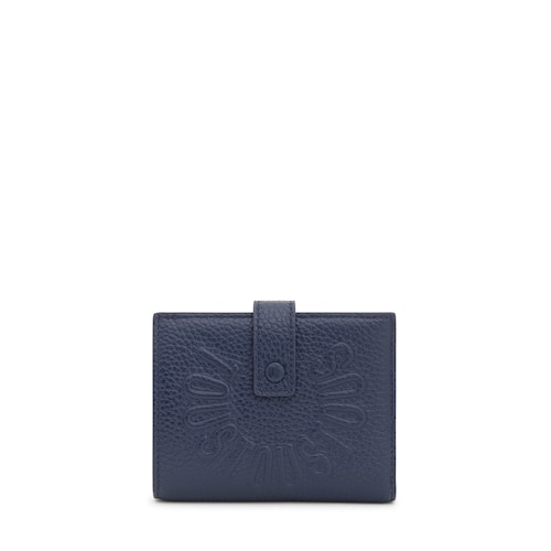 Navy blue leather Flap Card wallet TOUS Miranda