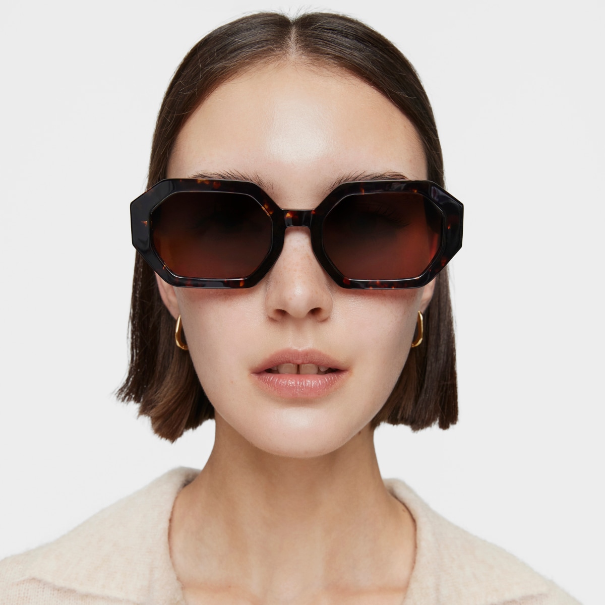 Havana-colored Sunglasses TOUS Geometric