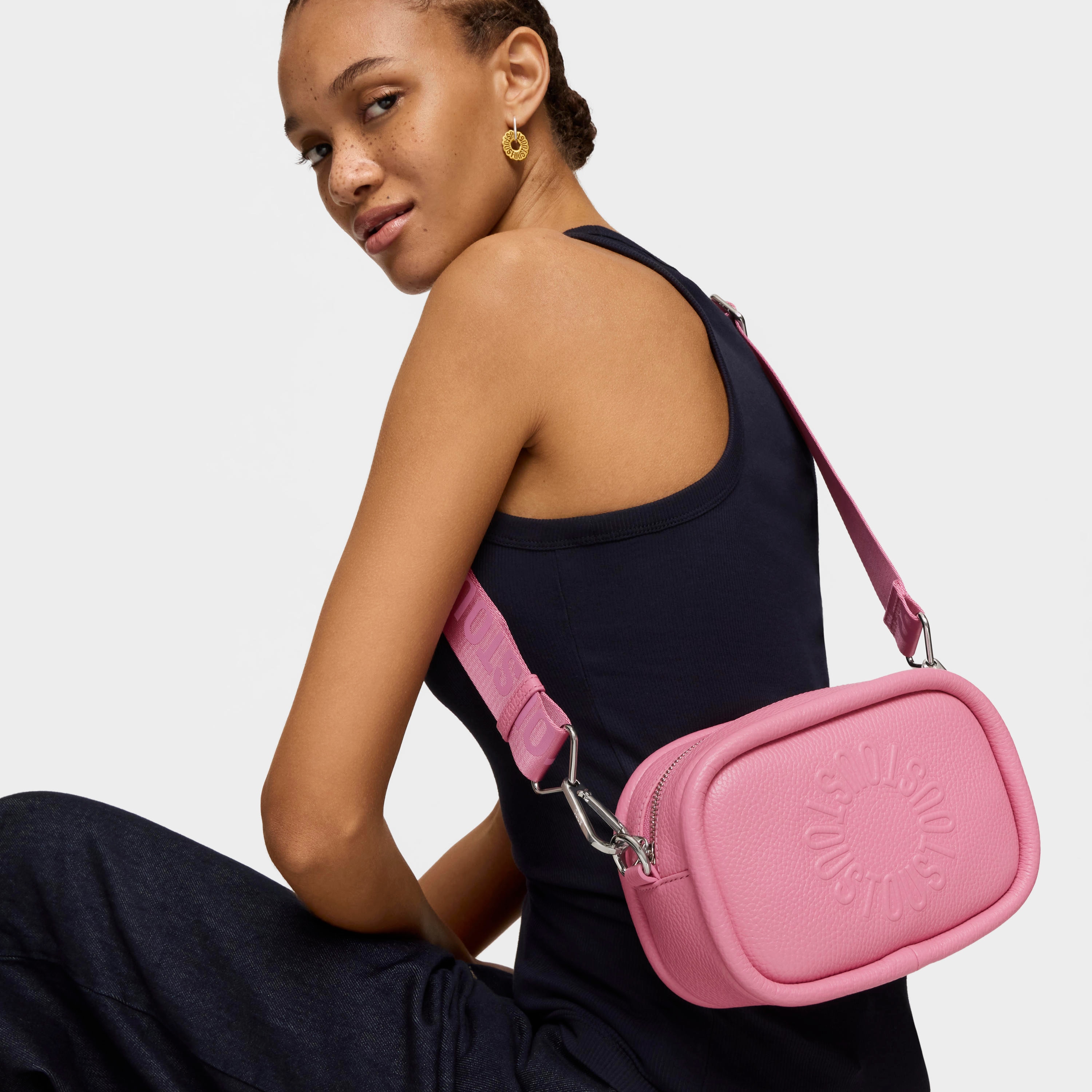 Dark pink leather Crossbody reporter bag TOUS Miranda