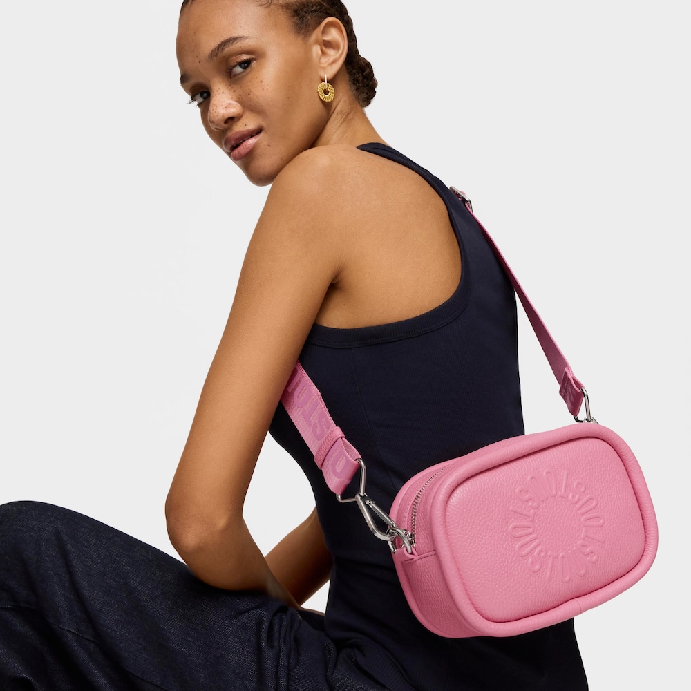 Dark pink leather Crossbody reporter bag TOUS Miranda image number 3