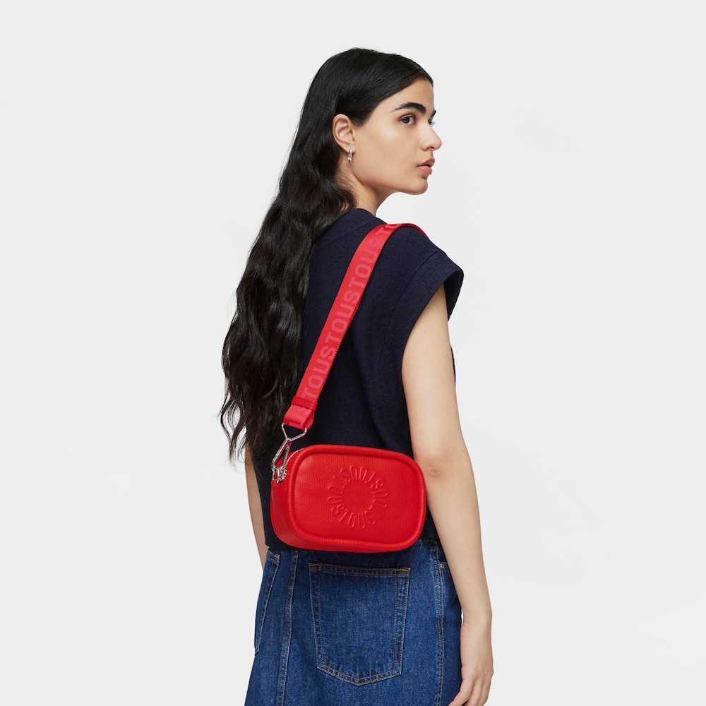 Red leather Crossbody Reporter bag TOUS Miranda