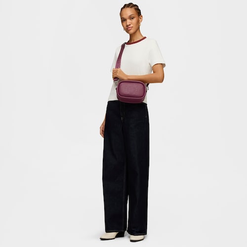 Burgundy leather Crossbody reporter bag TOUS Miranda