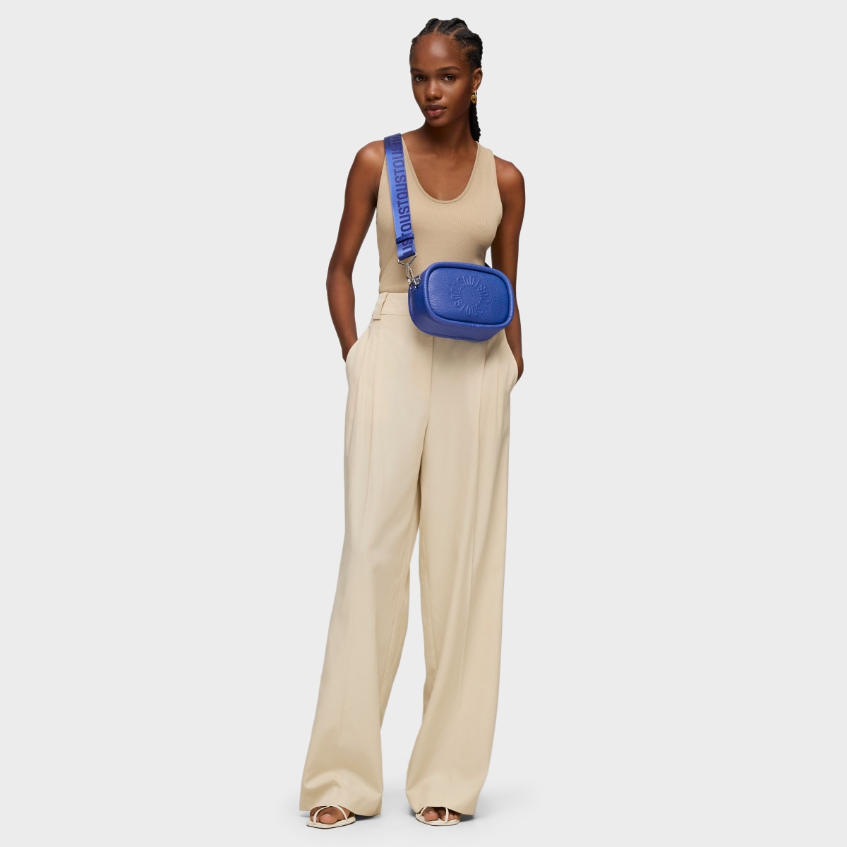 Electric blue leather Crossbody reporter bag TOUS Miranda