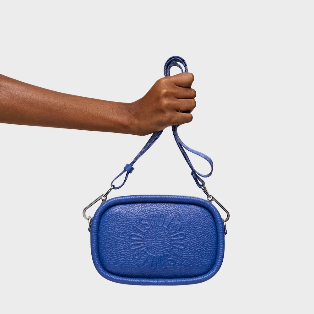 Bandolera reporter de piel azul el&eacute;ctrico TOUS Miranda