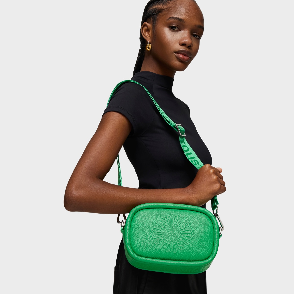 Green leather Crossbody reporter bag TOUS Miranda