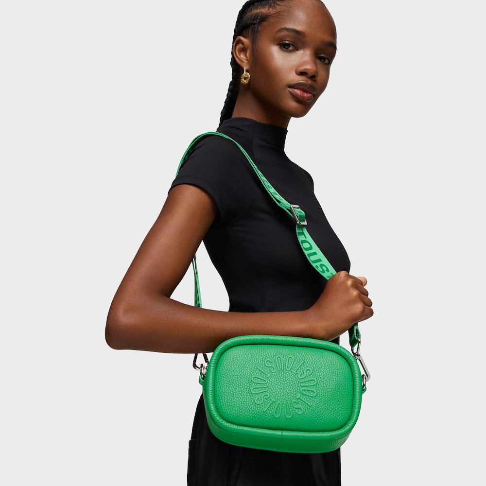 Green leather Crossbody reporter bag TOUS Miranda image number 3