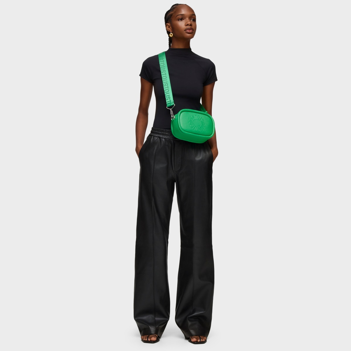 Green leather Crossbody reporter bag TOUS Miranda